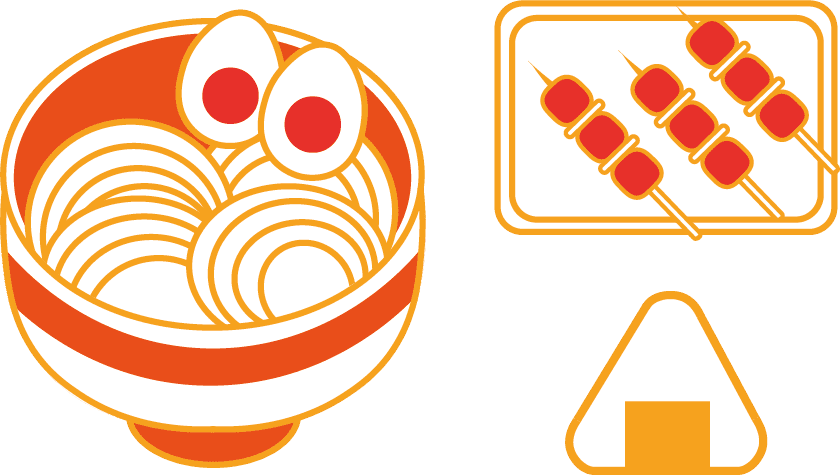 Illustration Street food japonaise avec takoyaki et ramen – Festival Culture JAP